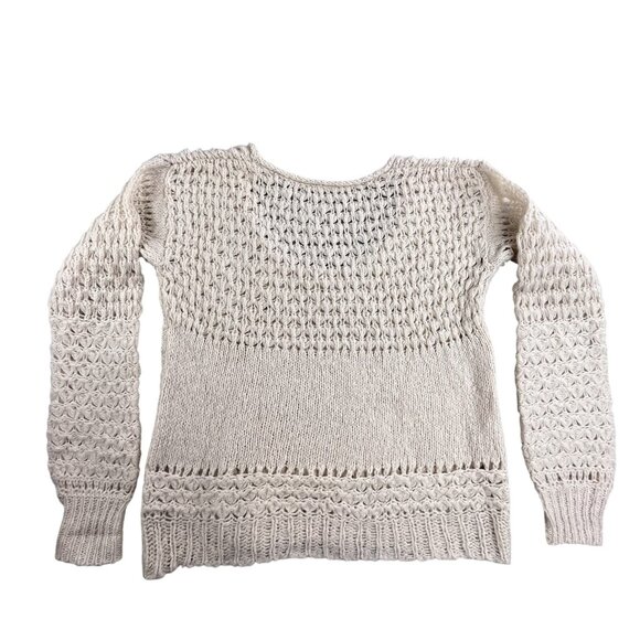Free People Sweater Women XS Textured Knit Pullover Boho Ribbed Wool Sheer Chic - Picture 2 of 10